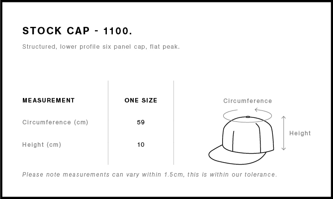 Stock Cap size chart
